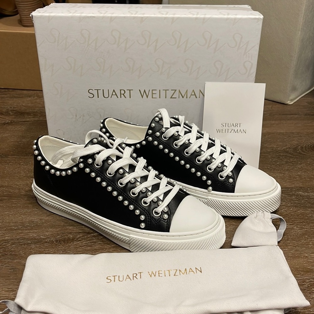 Stuart Weitzman Olimin Pearl Leather Sneaker